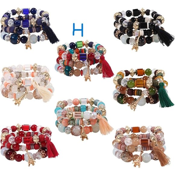 Groups of 8  Bohemian Bracelets for Women Stretch Multilayer Colorful Be… - Picture 8 of 12